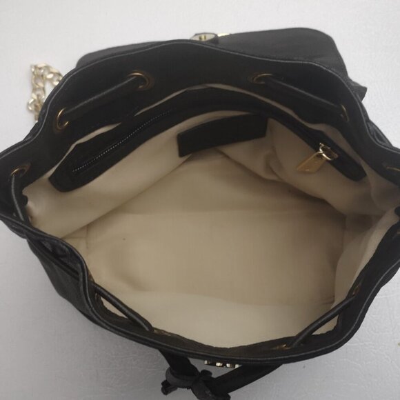 Valentina Genuine Leather Ladies Black Fully Lined Pebble Finish Mini Backpack - Picture 5 of 10